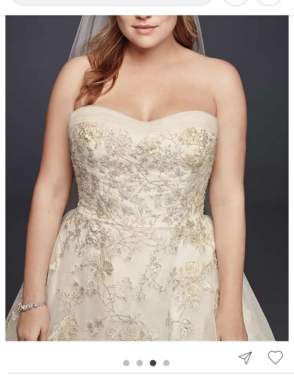 Oleg Cassini Strapless Embroidered Lace Wedding Dress in Ivory - Picture 11 of 11